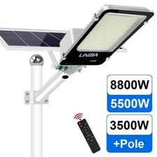8800W 5500W Solar Street Lights Outdoor Dusk to Dawn Road Lamp Flood Light +Pole