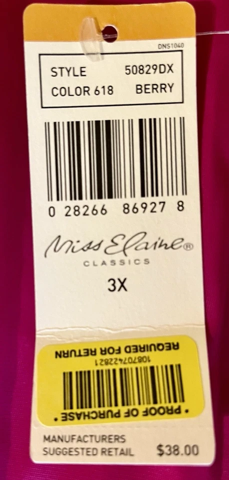 Camisón Miss Elaine talla grande 3X, color cereza, longitud media Foto 3 de 3