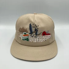 Vintage Dekalb Seed Corn Snapback Trucker Hat K-Products Tan Geese Farm Scene
