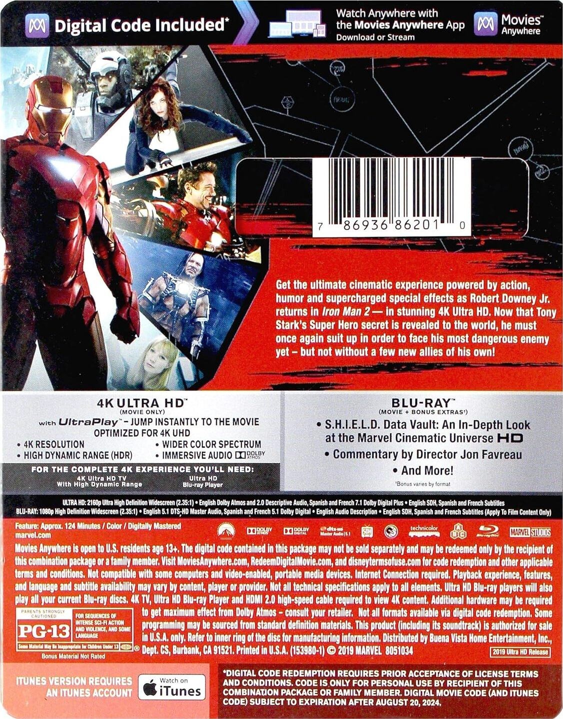 Iron Man 2 (4K / Blu-ray + Digital) New