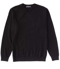 Hart Schaffner Marx V-Neck Sweater TALL 2XT Black 100  Merino Wool NWT