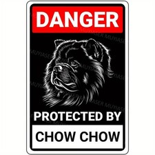 Warning: Beware of Dog Chow Chow Protected. Aluminum Tin Metal Signs Home D cor