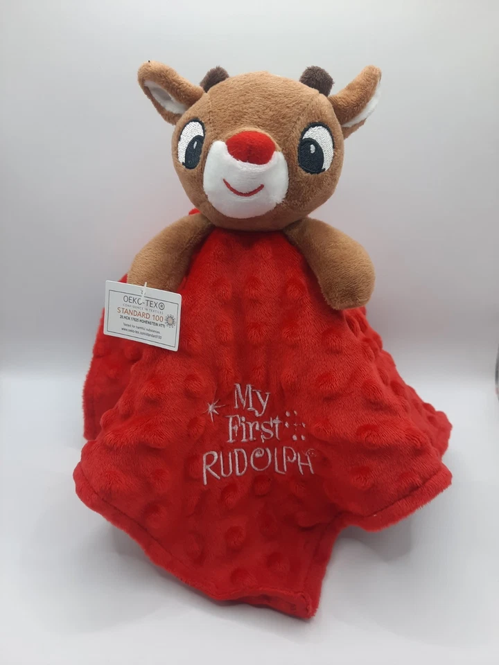 My First Rudolph Reindeer Red Security Snuggle Blanket Rattle Lovey NEW W/O TAG - Image 2 of 4