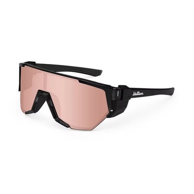 Million Vision Z87 Safety Sunglasses Rose Gold Lens Black Frame Shield Style