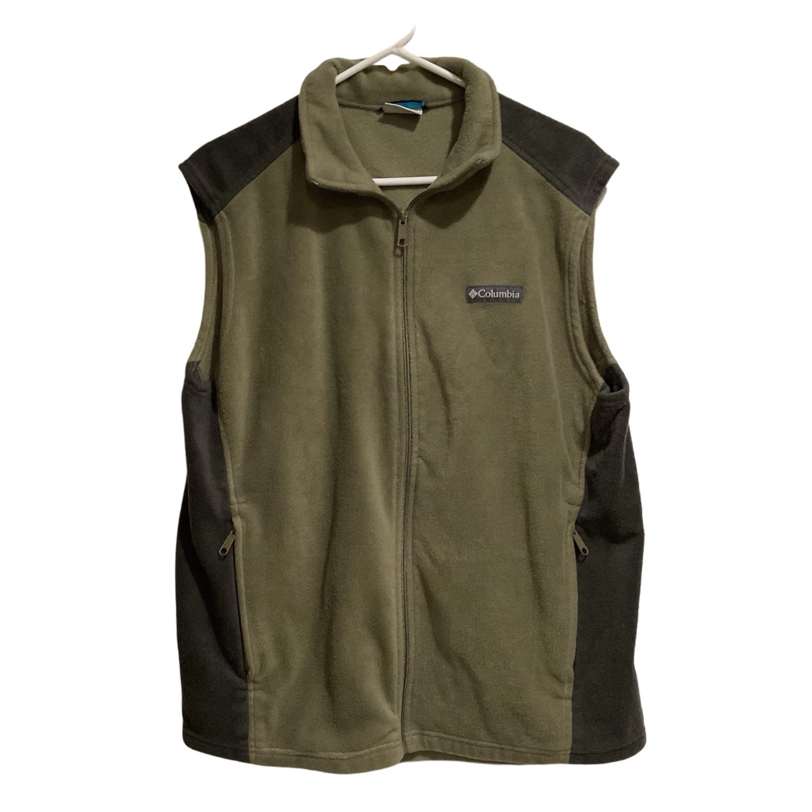 Columbia Men's Fleece Vest size L Olive Green/Gray Full Zip