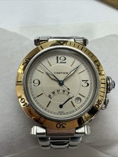 Cartier pasha mens automatic watch reference 1033 power reserve 18k bezel