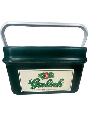 Grolsch Bierkühlbox grün Kunststoffgriff sechs Halter Vintage Retro