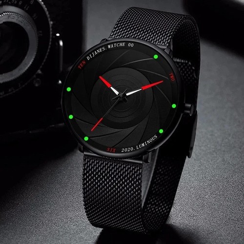 Minimalistische Herren Mode Uhren Ultra Dünn Edelstahl Mesh Gürtel Quarz Wris - Bild 3 von 13