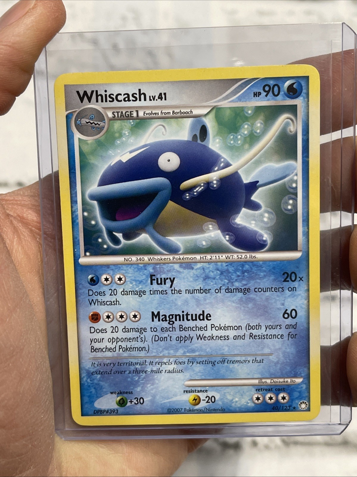 Whiscash Rare - DP Mysterious Treasures 40/123 2007 LP Pokemon Nintendo Card