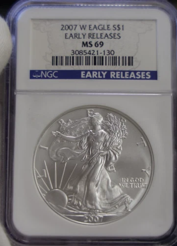 2007 W (Burnished) US Silver Eagle $1 NGC MS69 Early Releases