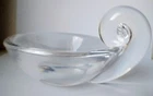 Vintage Steuben Signed Heavy Crystal Glass Bowl Snail Swirl Handle 5.25”
