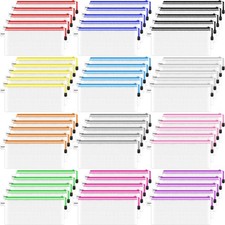 Smarpau 60 Pcs Pencil Pouch, 12 Colors 9.3" x 4.7" Small Mesh Zipper Pouches .