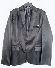 Men's Black Satin Tuxedo Suit Jacket M One-Button Notch Lapel Inner Pockets
