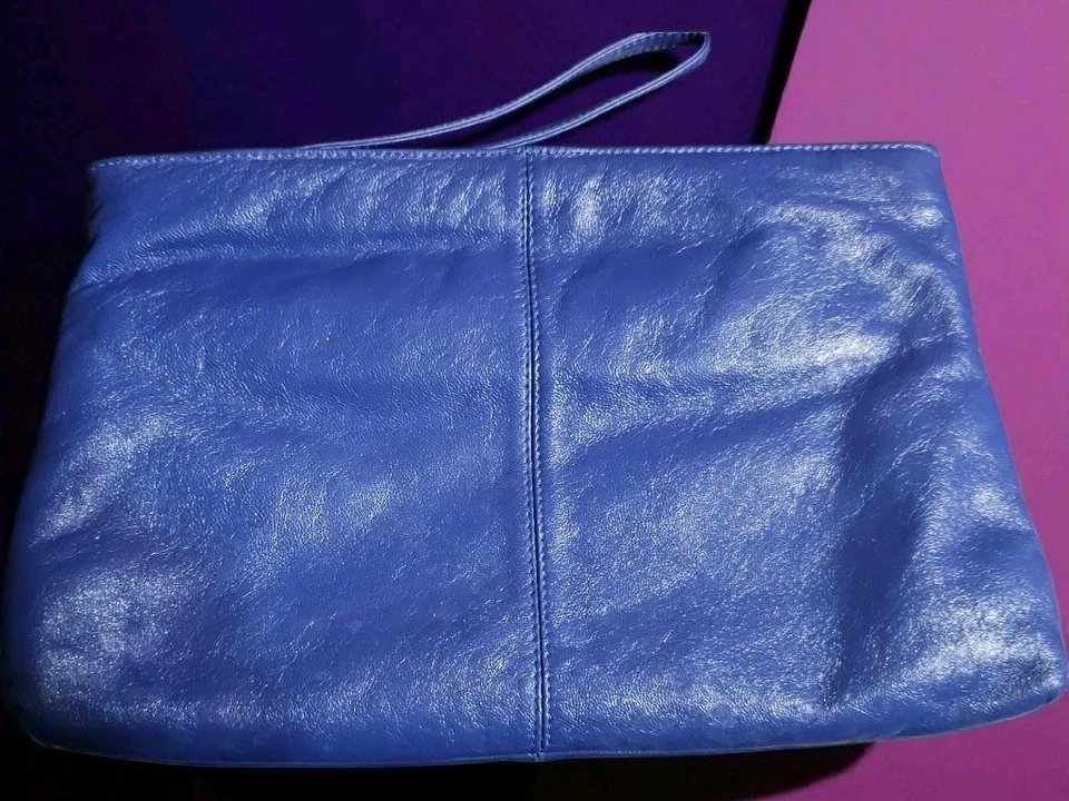 Cartera sin asas/muñequera vintage de cuero azul real Brenalini de Jonotti de los años 80 Foto 2 de 4