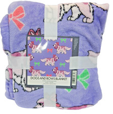 NWT Dogs and Bows Blanket Cocker Spaniel 50" x 60" Purple Throw