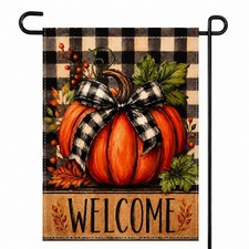 Pumpkin Welcome Fall Garden Flag 12 x 18 Inch