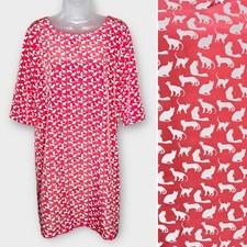 GAP Coral & White Kitty Cat Shift Dress Size Medium Novelty Print Summer
