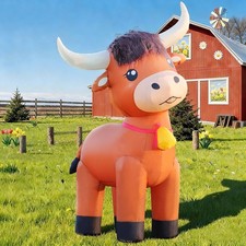 6FT Highland Cow Inflatables Christmas Spring, Farm Ranch Blow up Animals Cut...