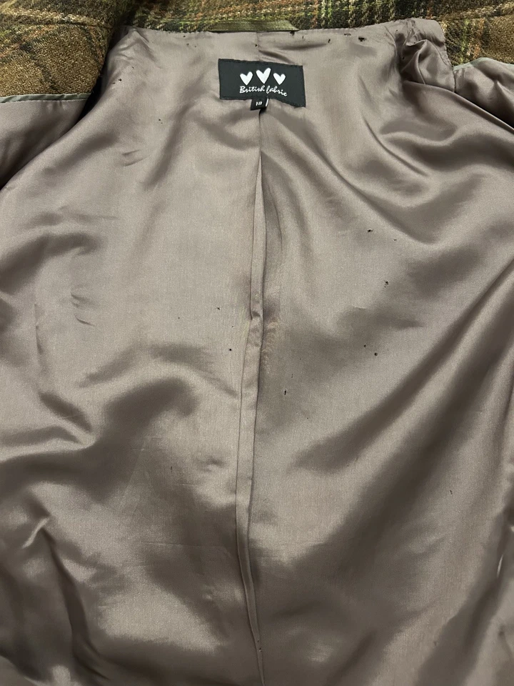 Abrigo de campo PER UNA marrón tartán a cuadros tela británica lana tweed 18 Foto 3 de 4