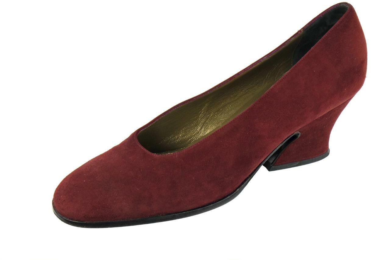 LKNW Yves Saint Laurent YSL decolte tacco scamosciato bordeaux tacco a gattino ITALIA 7 5 M
