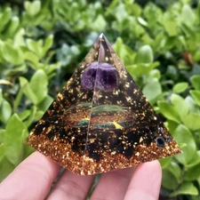 6cm Orgonite Pyramid Amethyst Ball Chakra Energy Quartz Crystal Healing Reiki