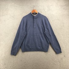 Brooks Brothers Sweatshirt Mens L Blue Wool Mock Neck Long Sleeves Casual