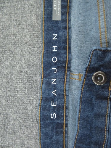 Sean John Jeans Mens 38x34 Blue Athlete Tapered Stretch Dark Denim (FITS 40x33) - Picture 14 of 16