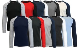 Mens Long Sleeve Thermal Shirt Raglan Tee Crew Neck S M L XL 2XL 3XL 4XL 5XL NEW - Click1Get2 Offers