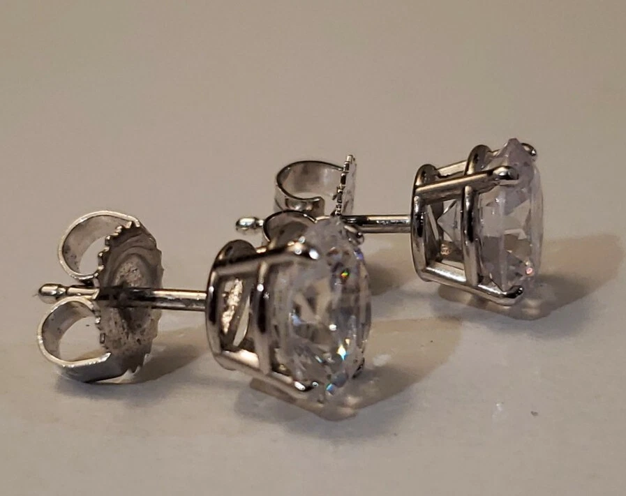 Aretes Epifanía enchapados en platino Diamonique circonita cúbica 7 mm, 2,50 cttw Foto 4 de 4