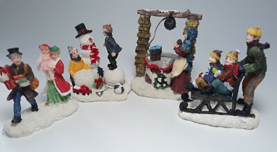 Cobblestone Corners Christmas Figurine People Lot 4 2005 Lemax Christmas Village
