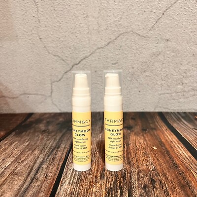 2 x Farmacy Honeymoon Glow AHA Resurfacing Night Serum 10 mL Travel Sz AHA BHA