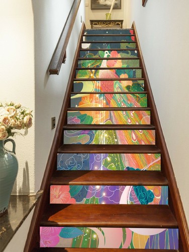 Décalcomur 3D Pour Contremarches D'escalier, Motifs Colorés, Neuf
