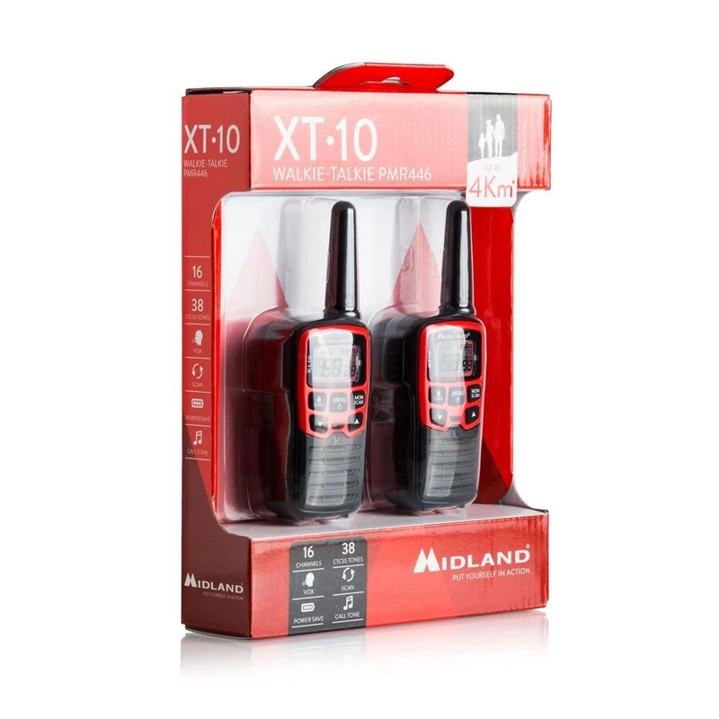 Doppia Radio Ricetrasmittenti Kit Set 2 Walkie Talkie MIDLAND 4 Km 16 Canali, fotografia 9 di 9