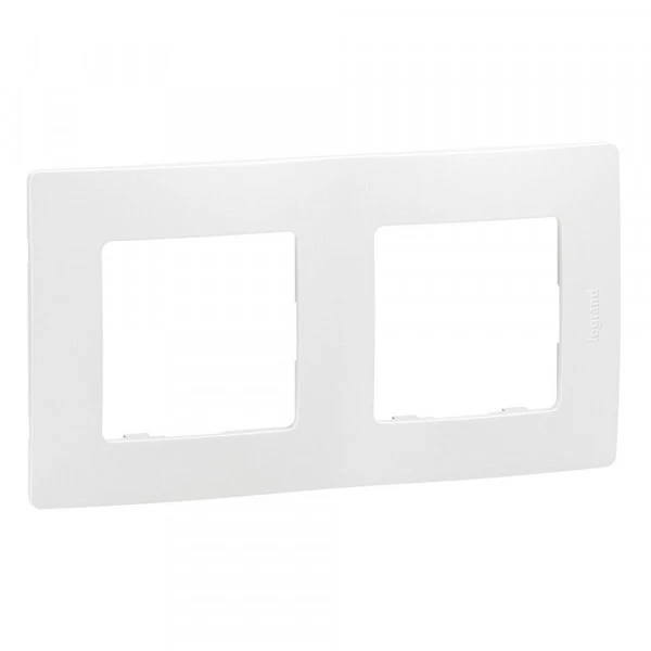 Legrand 665002 - Plaque Double NILOE Blanc 2 postes NILOE PUR