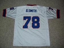 BRUCE SMITH Unsigned Custom Buffalo Sewn New Football Jersey Sizes S-3XL Wh/Blue