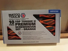 Matco  10pc.  Screwdriver  Set SSPCO10C Orange with form fit tray , New