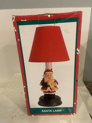 Vntg Christmas Santa Tabletop Lamp 11  Red Shade NICE/Naughty List RARE NIB NICE