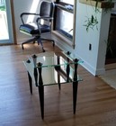 VINTAGE HOLLYWOOD REGENCY GLASS SIDE TABLES PAIR — photo 6
