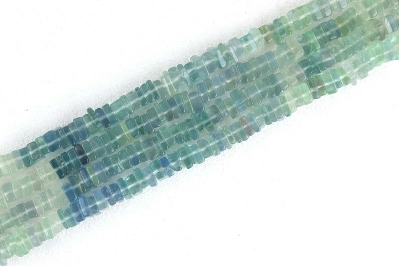 Good Quality 16"Long Natural Fluorite Smooth Heishi Beads 4-5MM Gemstone Jewelry - Image 2 of 4