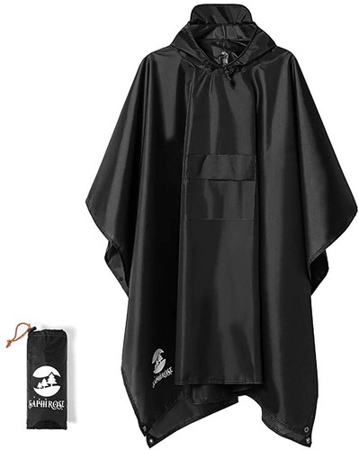 Hooded Rain Poncho Waterproof Raincoat 