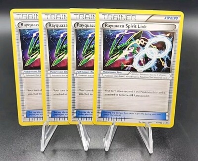 4x Rayquaza Spirit Link Pokemon 87/108 - XY Roaring Skies Trainer Item Playset 
