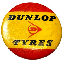 Dunlop Tyres Logo Orange Yellow 1.25” Celluloid Pin Back Button