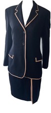 VERSACE CLASSIC V2 NAVY 100% WOOL SKIRT SUIT SIZE 12 VGC USED