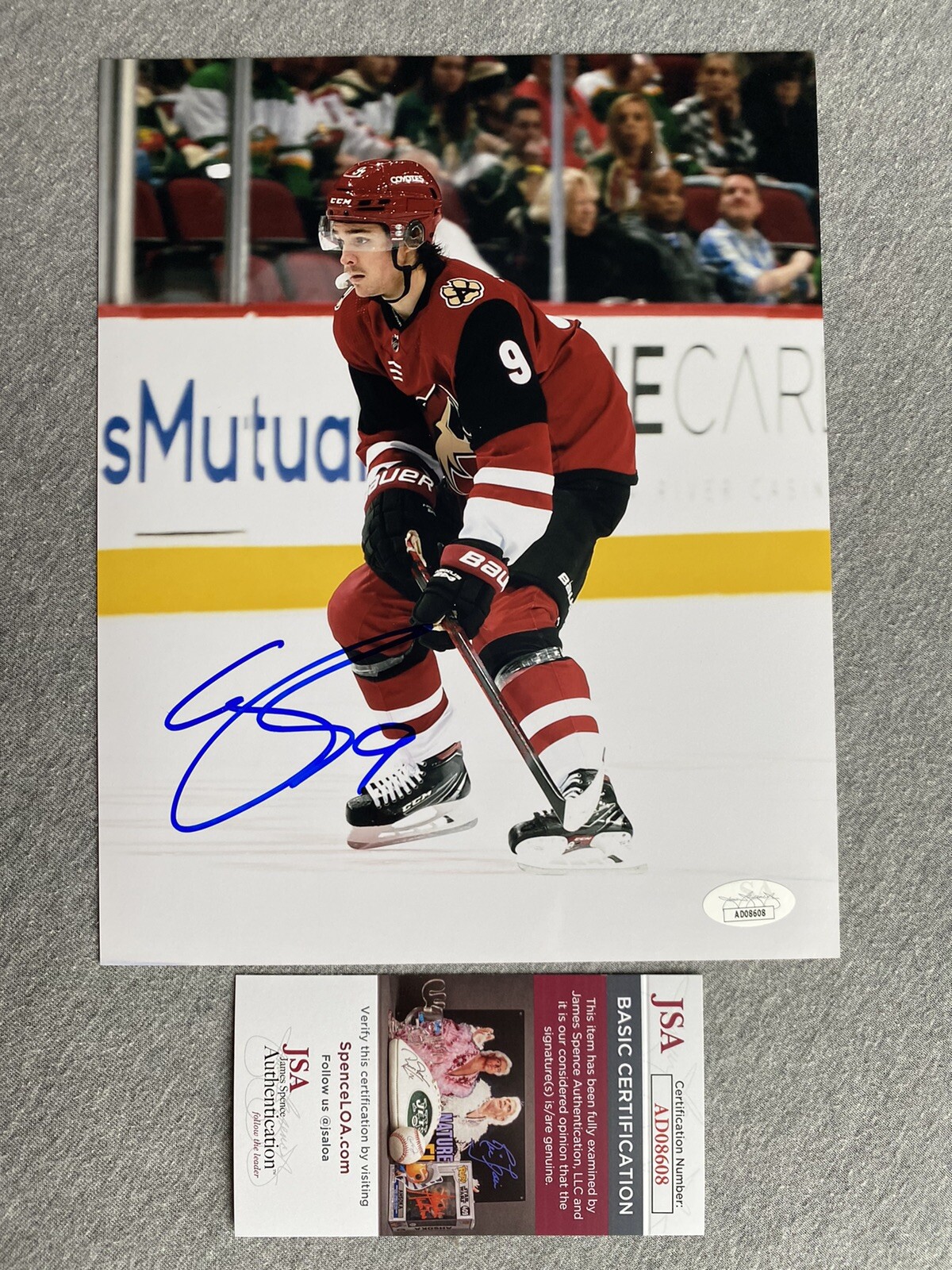 Clayton Keller Autographed Signed Arizona Coyotes - 8x10 ACTION PHOTO JSA AD08608 