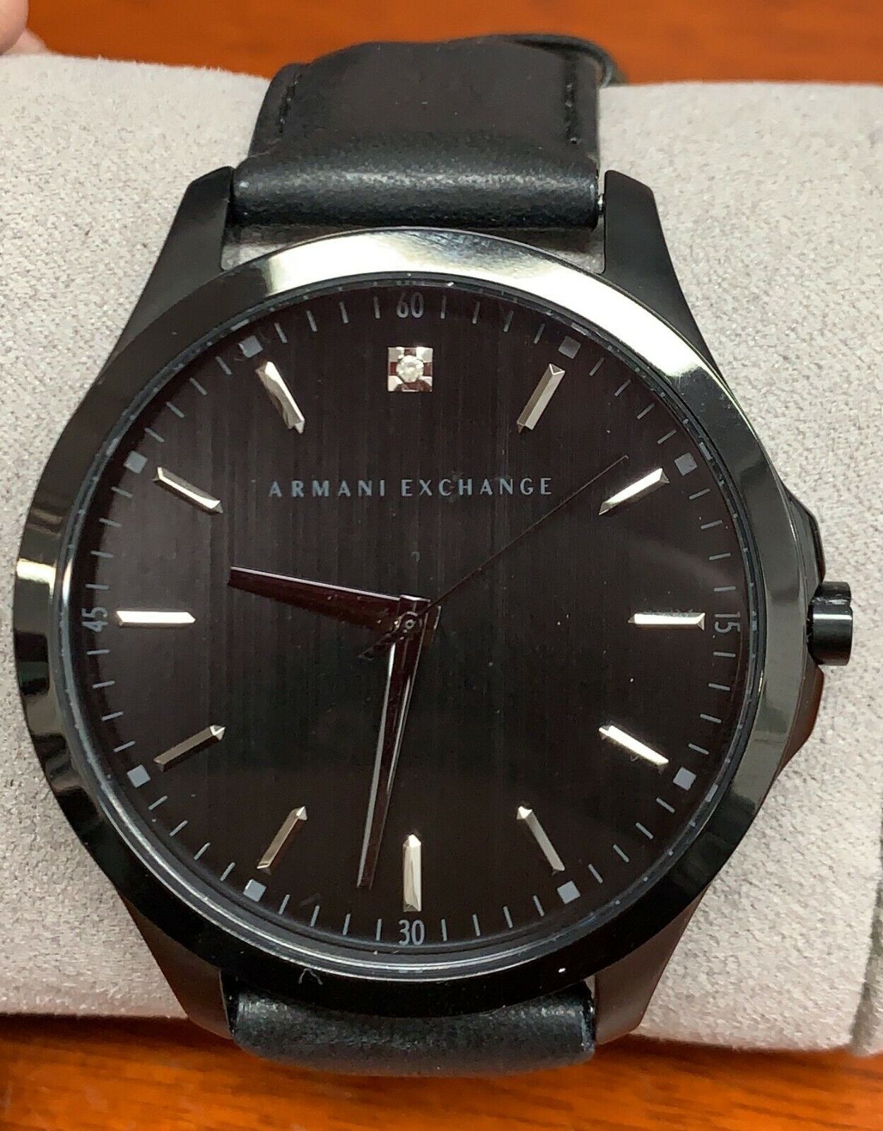 Armani Exchange AX2171 Hampton Black Dial Black Leather Strap Men\'s Watch |  eBay