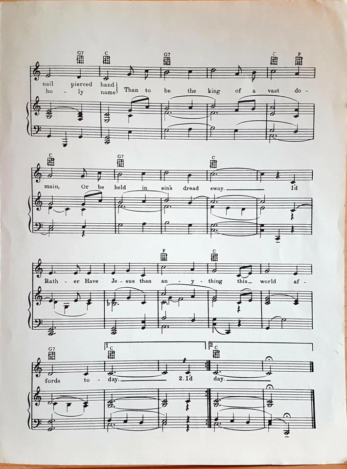 Id Rather Have Jesus By George Beverly Shea Piano Sheet Music Song - Image 2 of 3
