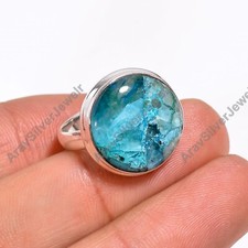 Shattuckite Ring Blue Stone 925 Sterling Silver Handmade Statement Rings Jewelry