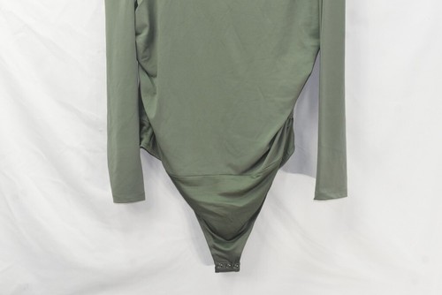 Nina Parker Trendy Women's Plus Size 1X Asymmetrical Bodysuit Top Blouse Green - Picture 7 of 8