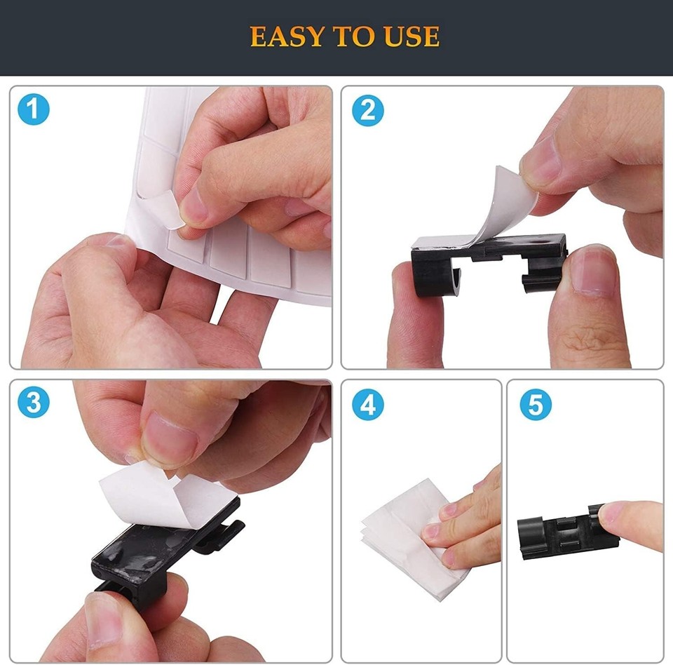 50 Pcs Self Adhesive Cable Management Clips, Cable Organizers Sticky
