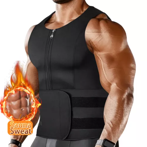 Men Sauna Sweat Vest Suit Waist Trainer Body Shaper Weight Loss Tank Top Workout - Picture 20 of 31